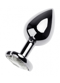 Серебристая анальная пробка с прозрачным кристаллом-сердцем - 8 см. - ToyFa - купить с доставкой в Новокузнецке