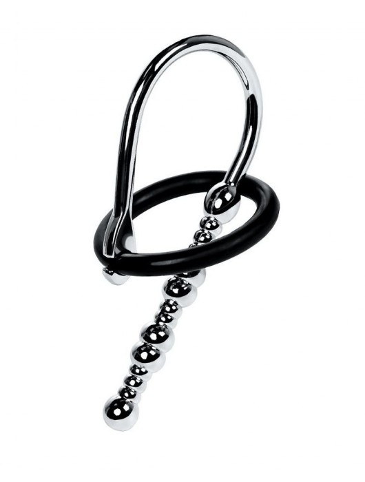 Серебристый уретральный плаг-бусины TOYFA Metal с мягким фиксириющим кольцом - ToyFa - купить с доставкой в Новокузнецке