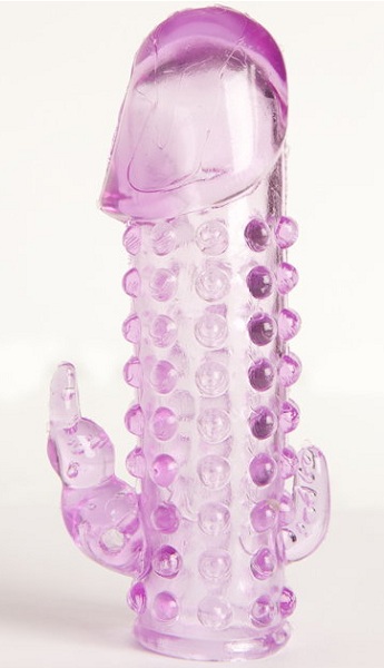 Закрытая фиолетовая насадка с 2 отростками - 13 см. - Toyfa Basic - в Новокузнецке купить с доставкой Закрытая фиолетовая насадка с 2 отростками - 13 см. - Toyfa Basic - в Новокузнецке купить с доставкой