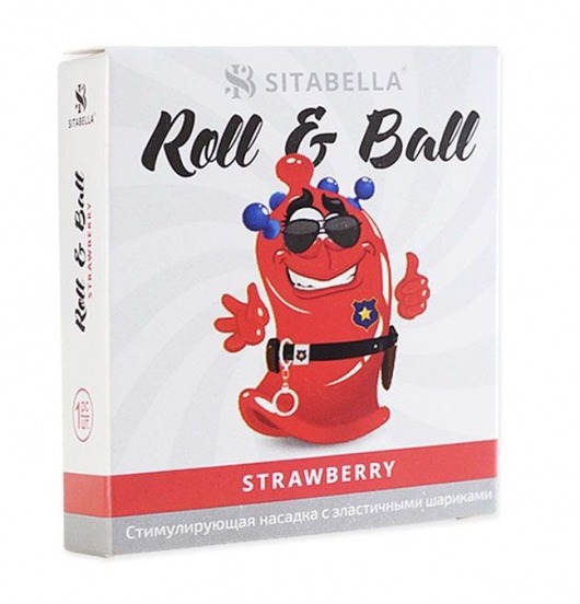 Стимулирующий презерватив-насадка Roll   Ball Strawberry - Sitabella - купить с доставкой в Новокузнецке