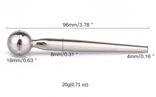 Гладкий металлический уретральный плаг с шариком - 9,6 см. - Notabu - купить с доставкой в Новокузнецке