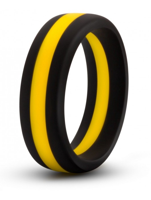 Черно-желтое силиконовое эрекционное кольцо Silicone Go Pro Cock Ring - Blush Novelties - в Новокузнецке купить с доставкой
