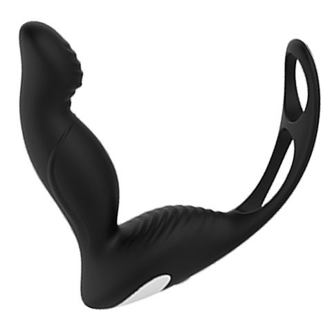 Черный вибромассажер простаты P-PLEASER W ERECTION ENHANCE - Dream Toys - в Новокузнецке купить с доставкой