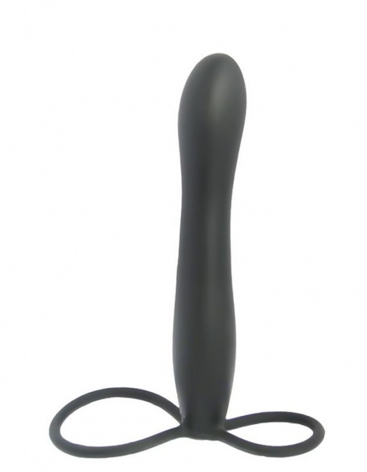 Черная насадка на пенис для двойной стимуляции Mojo BlackJack - 15 см. - Seven Creations - в Новокузнецке купить с доставкой