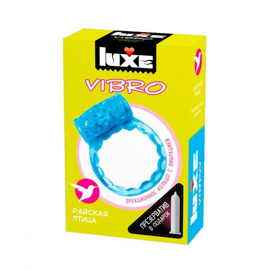 Голубое эрекционное виброкольцо Luxe VIBRO  Райская птица  + презерватив - Luxe - в Новокузнецке купить с доставкой