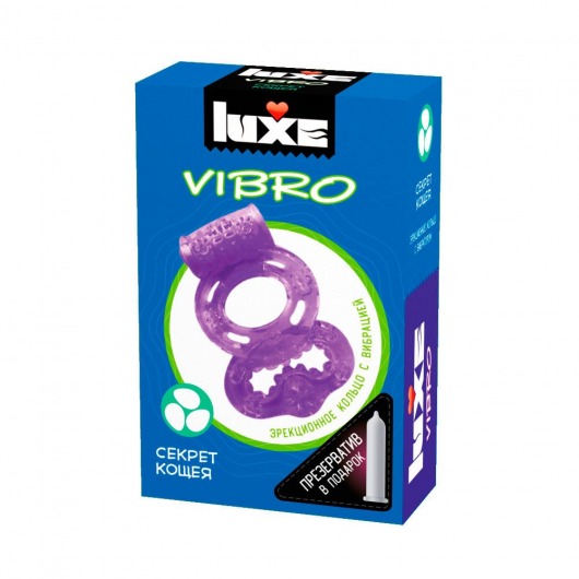 Фиолетовое эрекционное виброкольцо Luxe VIBRO  Секрет Кощея  + презерватив - Luxe - в Новокузнецке купить с доставкой