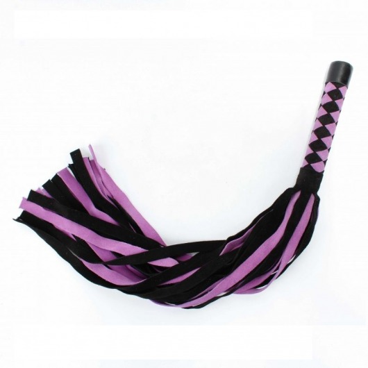 Черно-розовая плеть из замши - 58 см. - БДСМ Арсенал - купить с доставкой в Новокузнецке