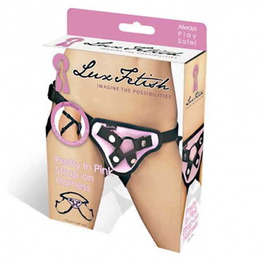 Черно-розовые трусики для страпона - Lux Fetish - купить с доставкой в Новокузнецке