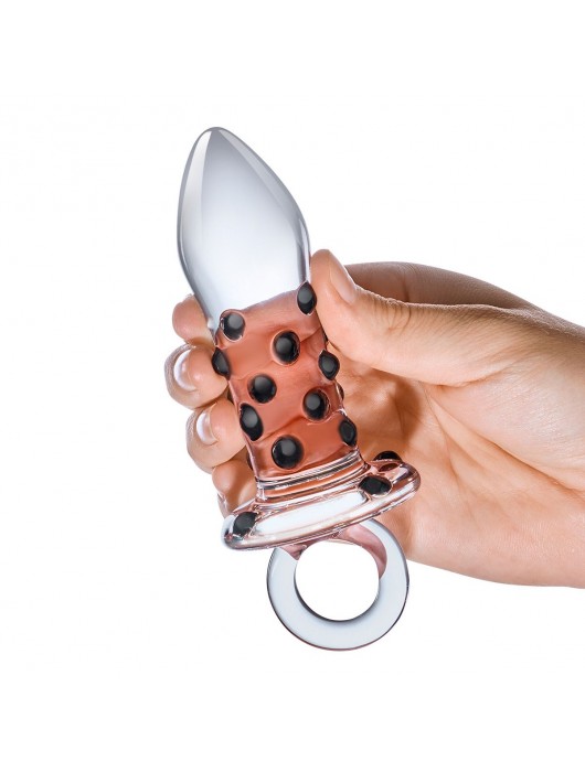 Мини-пробочка из стекла с черными пупырышками, 8 см - Glas