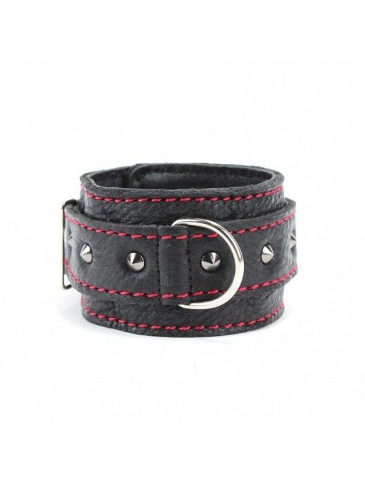 Черные оковы с шипами и контрастной строчкой - БДСМ Арсенал - купить с доставкой в Новокузнецке