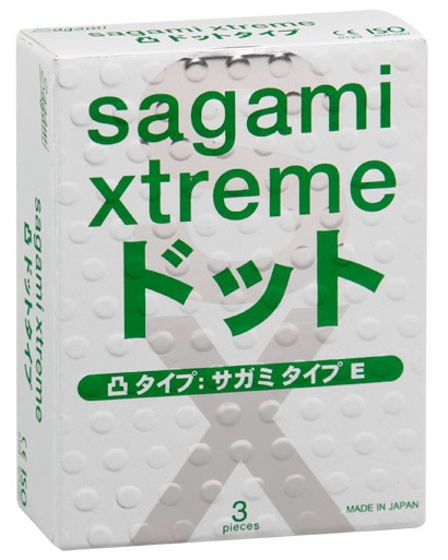 Презервативы Sagami Xtreme SUPER DOTS с точками - 3 шт. - Sagami - купить с доставкой в Новокузнецке