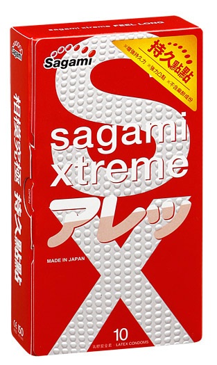 Утолщенные презервативы Sagami Xtreme Feel Long с точками - 10 шт. - Sagami - купить с доставкой в Новокузнецке