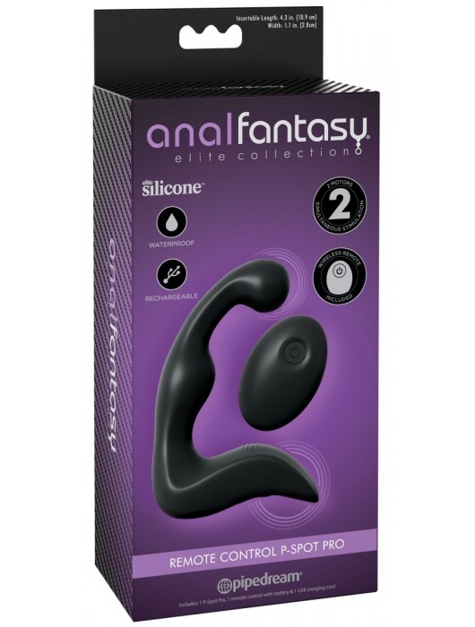 Черный вибромассажер простаты с пультом ДУ Control P-Spot Pro - Pipedream - в Новокузнецке купить с доставкой