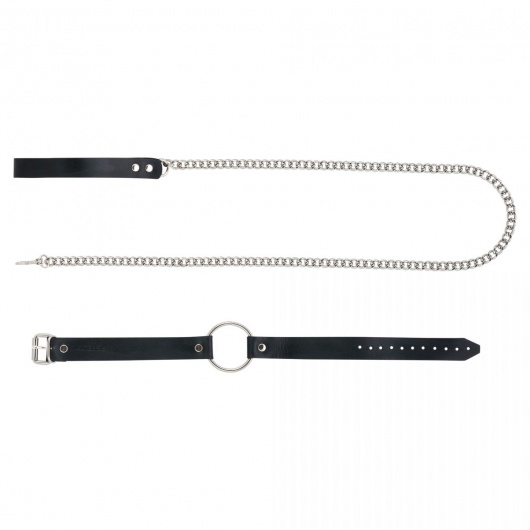 Черный поводок и чокер с кольцом Rada - Rebelts - купить с доставкой в Новокузнецке