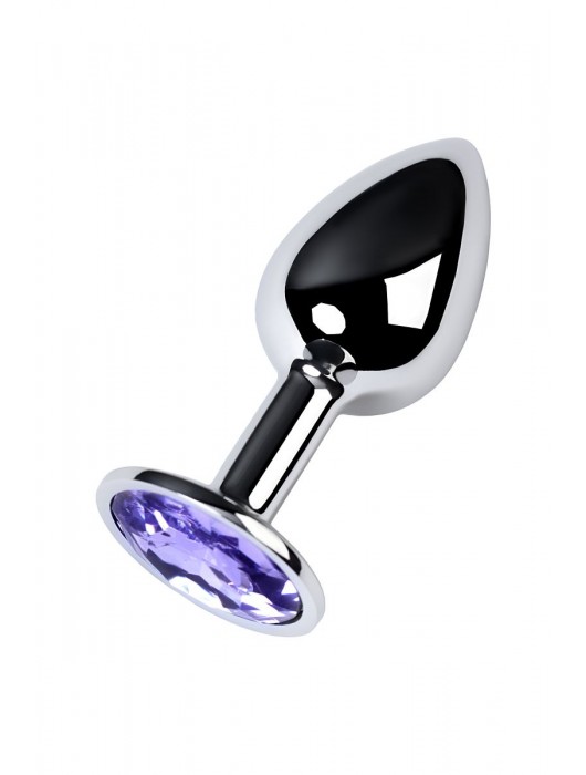 Серебристая конусовидная анальная пробка с фиолетовым кристаллом - 7 см. - ToyFa - купить с доставкой в Новокузнецке