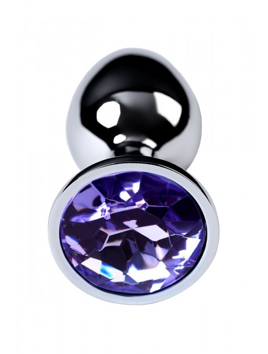 Серебристая конусовидная анальная пробка с фиолетовым кристаллом - 7 см. - ToyFa - купить с доставкой в Новокузнецке