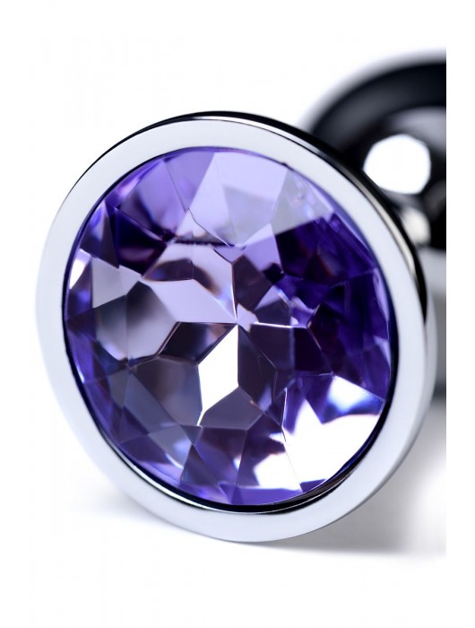 Серебристая конусовидная анальная пробка с фиолетовым кристаллом - 7 см. - ToyFa - купить с доставкой в Новокузнецке
