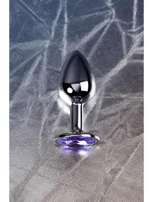 Серебристая конусовидная анальная пробка с фиолетовым кристаллом - 7 см. - ToyFa - купить с доставкой в Новокузнецке
