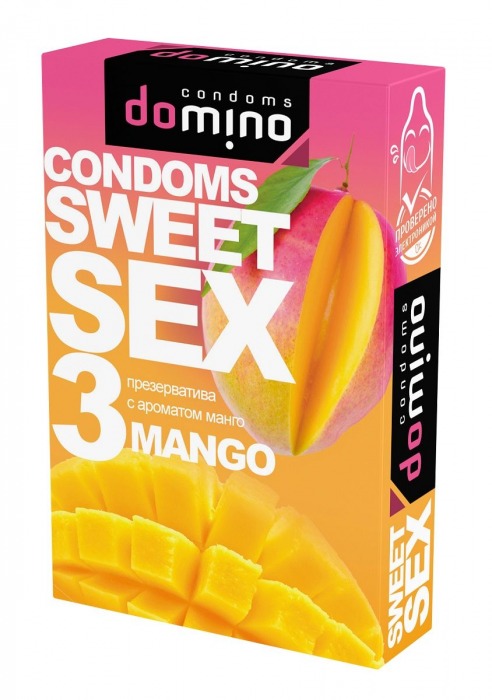 Презервативы для орального секса DOMINO Sweet Sex с ароматом манго - 3 шт. - Domino - купить с доставкой в Новокузнецке