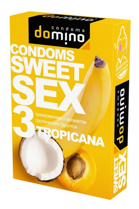 Презервативы для орального секса DOMINO Sweet Sex с ароматом тропических фруктов - 3 шт. - Domino - купить с доставкой в Новокузнецке