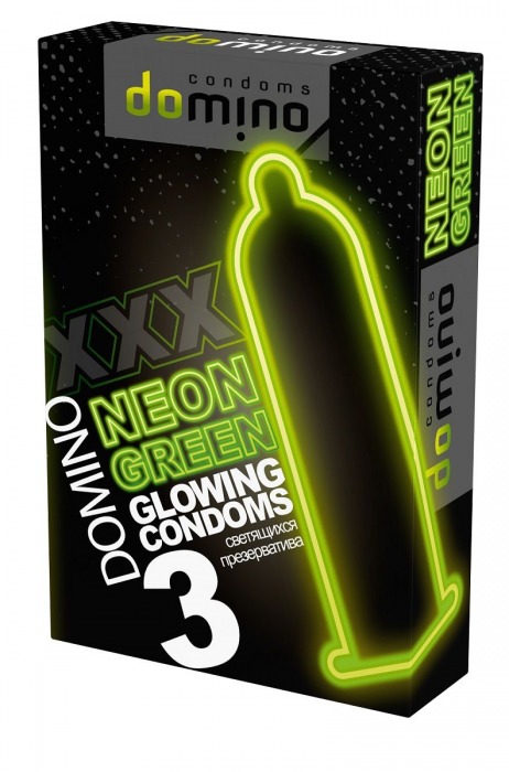 Презервативы DOMINO Neon Green со светящимся в темноте кончиком - 3 шт. - Domino - купить с доставкой в Новокузнецке