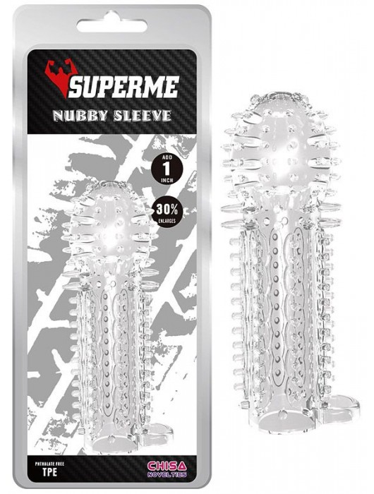 Закрытая прозрачная насадка на пенис с шипиками Nubby Sleeve - 14,5 см. - Chisa - в Новокузнецке купить с доставкой