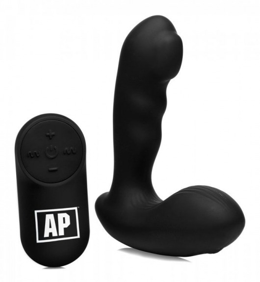 Черный стимулятор простаты Alpha-Pro 7X P-Milker Silicone Prostate Stimulator with Milking Bead - XR Brands - в Новокузнецке купить с доставкой