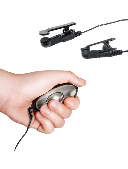 Черные электрические зажимы для сосков Shock Therapy Nipple Clamps - Pipedream - купить с доставкой в Новокузнецке