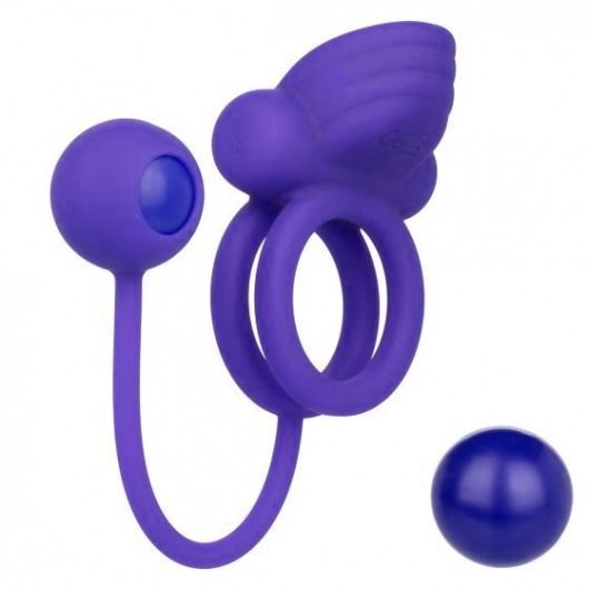 Фиолетовое эрекционное кольцо с утяжелителем Silicone Rechargeable Dual Rockin Rim Enhancer - California Exotic Novelties - в Новокузнецке купить с доставкой