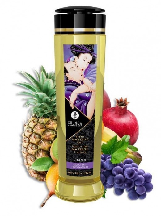 Массажное масло Libido Exotic Fruits с ароматом экзотических фруктов - 240 мл. - Shunga - купить с доставкой в Новокузнецке