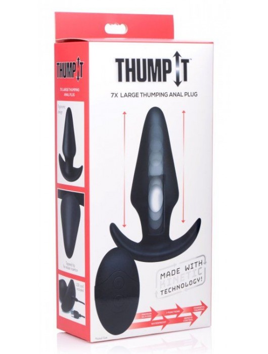 Черная анальная вибропробка Kinetic Thumping 7X Large Anal Plug - 13,3 см. - XR Brands