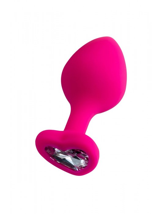 Розовая анальная втулка Diamond Heart с прозрачным кристаллом - 8 см. - ToyFa - купить с доставкой в Новокузнецке