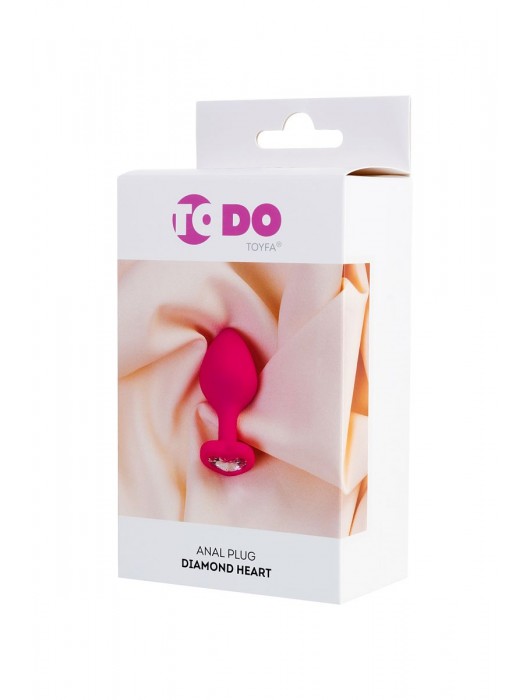 Розовая анальная втулка Diamond Heart с прозрачным кристаллом - 8 см. - ToyFa - купить с доставкой в Новокузнецке