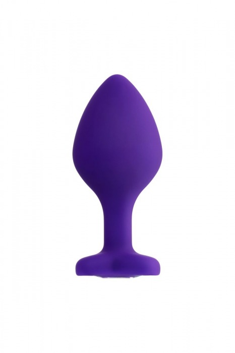 Фиолетовая анальная втулка Diamond Heart с прозрачным кристаллом - 8 см. - ToyFa - купить с доставкой в Новокузнецке Фиолетовая анальная втулка Diamond Heart с прозрачным кристаллом - 8 см. - ToyFa - купить с доставкой в Новокузнецке