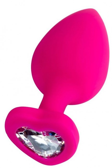 Розовая анальная втулка Diamond Heart с прозрачным кристаллом - 9,5 см. - ToyFa - купить с доставкой в Новокузнецке Розовая анальная втулка Diamond Heart с прозрачным кристаллом - 9,5 см. - ToyFa - купить с доставкой в Новокузнецке