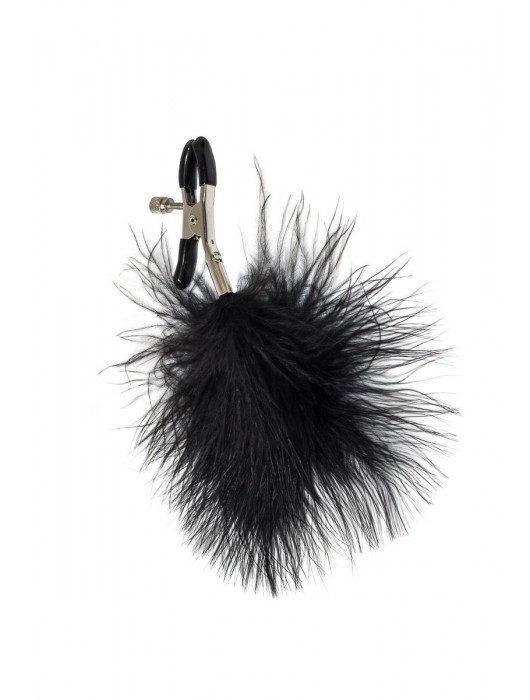 Зажимы на соски с черным пухом Euphoric - Lola Games - купить с доставкой в Новокузнецке