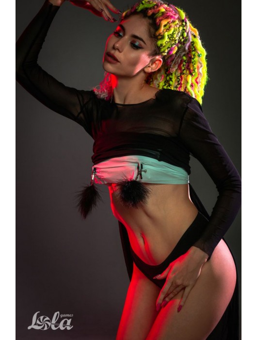 Зажимы на соски с черным пухом Euphoric - Lola Games - купить с доставкой в Новокузнецке