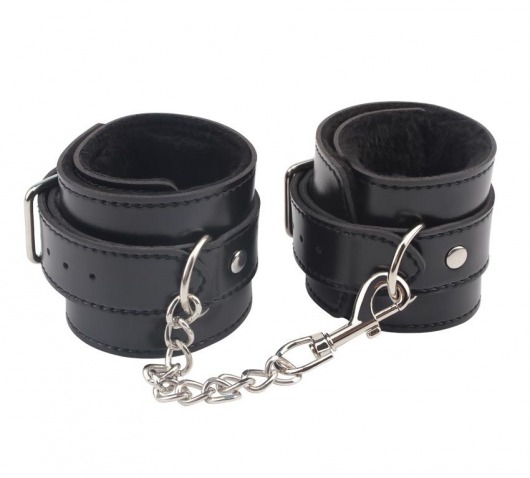 Черные оковы на ноги Obey Me Leather Ankle Cuffs - Chisa - купить с доставкой в Новокузнецке