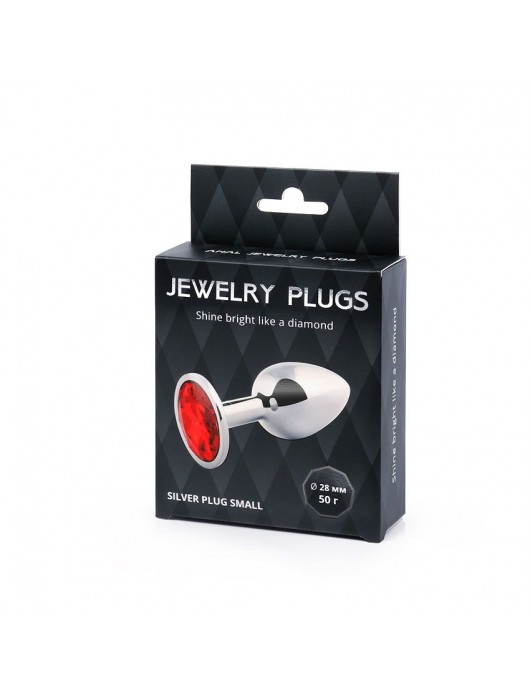 Серебристая анальная пробка с красным стразом - 7,2 см. - Anal Jewelry Plug - купить с доставкой в Новокузнецке