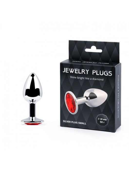 Серебристая анальная пробка с красным стразом - 7,2 см. - Anal Jewelry Plug - купить с доставкой в Новокузнецке