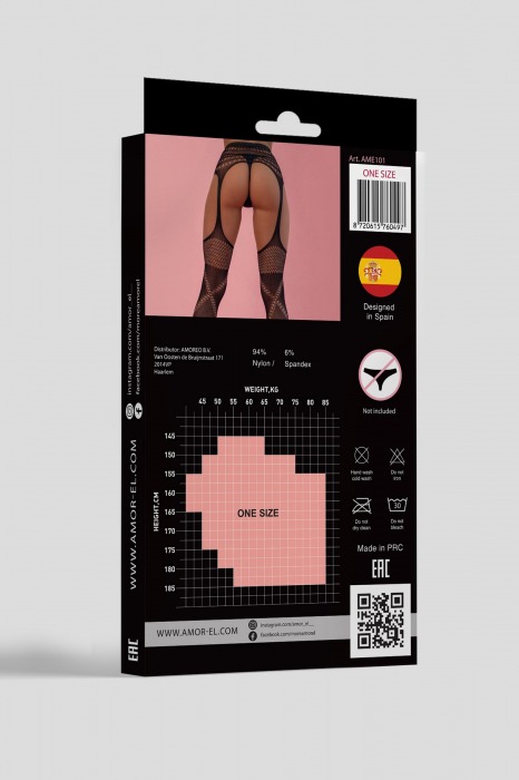 Чулки с поясом из мягкой эластичной сетчатой ткани - Amor El купить с доставкой