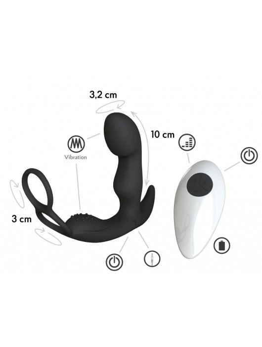 Черный вибромассажер простаты Taurus с эрекционным кольцом - Le Frivole - в Новокузнецке купить с доставкой