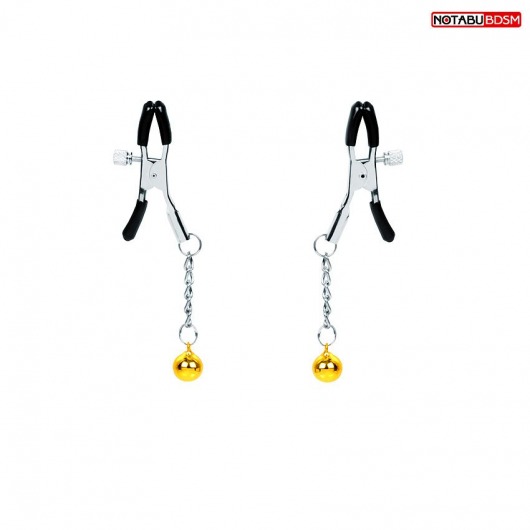 Оригинальные зажимы на соски с желтыми шариками - Notabu - купить с доставкой в Новокузнецке