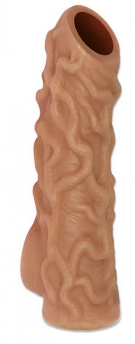 Телесная насадка с венками и открытой головкой Nude Sleeve M - 12 см. - KOKOS - в Новокузнецке купить с доставкой