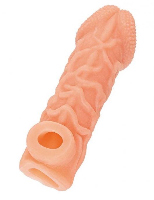 Телесная закрытая насадка с венками Cock Sleeve Size S - 13,8 см. - KOKOS - в Новокузнецке купить с доставкой Телесная закрытая насадка с венками Cock Sleeve Size S - 13,8 см. - KOKOS - в Новокузнецке купить с доставкой