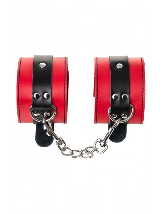 Красно-черные оковы на ноги из кожи - ToyFa - купить с доставкой в Новокузнецке
