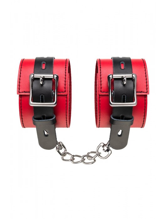 Красно-черные оковы на ноги из кожи - ToyFa - купить с доставкой в Новокузнецке