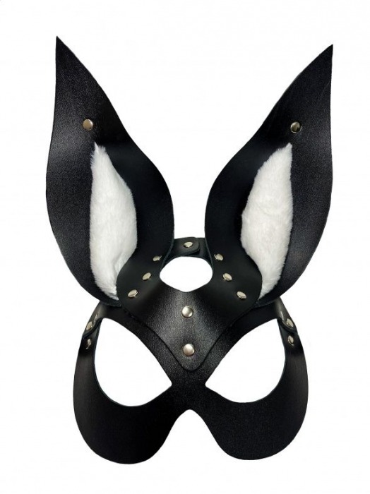 Черная маска зайки с белым мехом на ушках Miss Bunny - БДСМ Арсенал - купить с доставкой в Новокузнецке