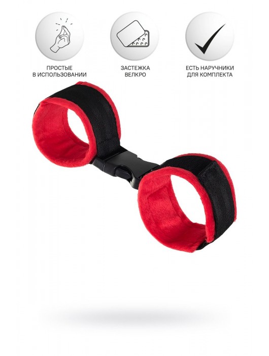 Красно-черные велюровые оковы Anonymo - ToyFa - купить с доставкой в Новокузнецке