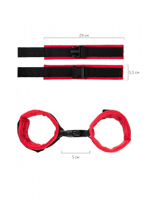 Красно-черные велюровые оковы Anonymo - ToyFa - купить с доставкой в Новокузнецке